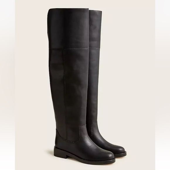 J. Crew | NWOB Over The Knee Riding Boots in Black Leather 9.5 - Picture 1 of 6